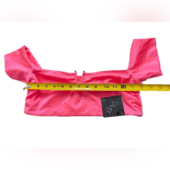 VYB Swim Cold Shoulder Crop Bikini Top Women’s M Coral/Pink Handcrafted NWT - Picture 4 of 6